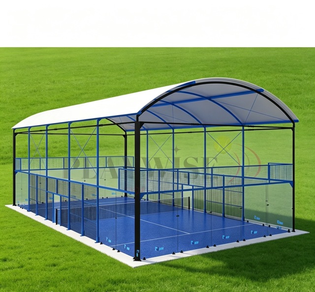 H007R Full Set Panoramic Padel Court with Simple Protective Roof - Premium Outdoor Solution,PLAY WISE,H007R Full Set Panoramic Padel Court with Simple Protective Roof - Premium Outdoor Solution