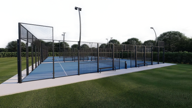 CE Certified Complete Padel Field (H003) - Panoramic Court with Professional Artificial Grass Surface,PLAY WISE,CE Certified Complete Padel Fields Padle Tennis Artificial Grass Paddle Tennis Court Lawn Panorama Court for Grass Padel Tennis