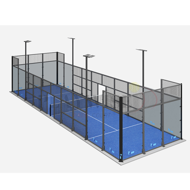 H004 Single Padel Court (20x6m) - Panoramic Full Set for Private & Small Space Installation,PLAY WISE,Standard Size Double and Single Full Set Panoramic Padel Court Customized Service