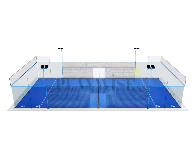 WPT Standard Panoramic Padel Court - Full View Cornerless Design for Professional Tournaments,PLAY WISE,WPT Standard Panoramic Padel Court - Full View Cornerless Design for Professional Tournaments