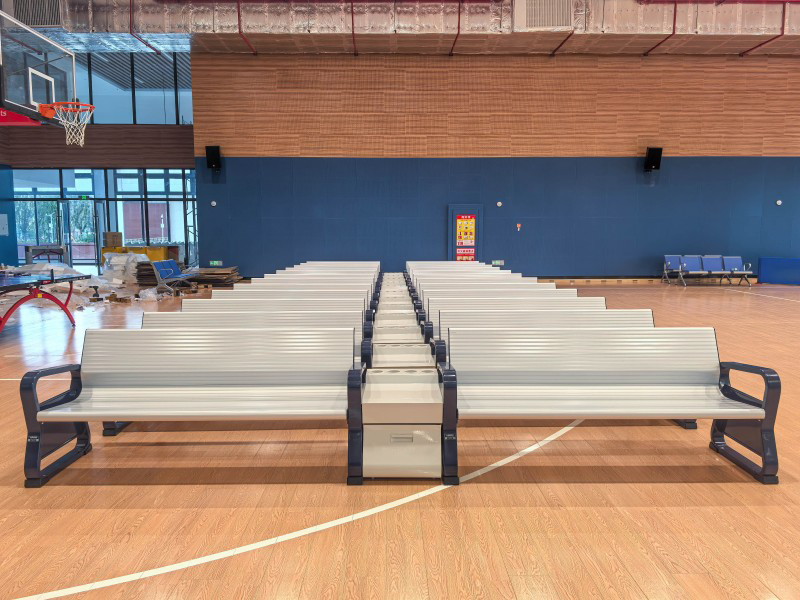 Installation profile view showing the complete modular rest chair system equipped with the optional overhead sunshade canopy.