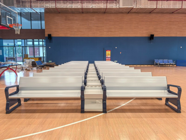 Installation profile view showing the complete modular rest chair system equipped with the optional overhead sunshade canopy.