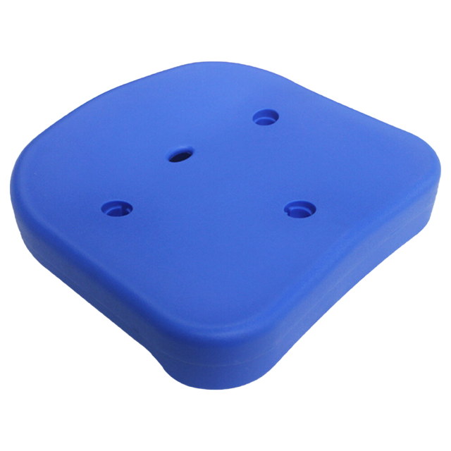 Close-up detail of Chang-W HDPE 5502 blow molded stadium seat surface showing non-porous polymer texture, anti-UV treated finish, and twin-wall edge section at the low-profile 80mm seat depth