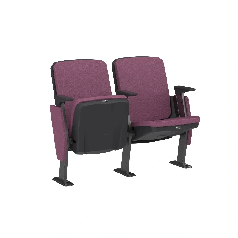 Detail view of the YH-SF(HR) Z-shape high-tensile steel leg architecture — thermosetting powder-coated surface finish, floor-mount base plate anchor points, structural leg geometry under occupied seat load configuration in arena floor environment