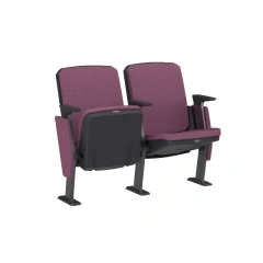 Detail view of the YH-SF(HR) Z-shape high-tensile steel leg architecture — thermosetting powder-coated surface finish, floor-mount base plate anchor points, structural leg geometry under occupied seat load configuration in arena floor environment