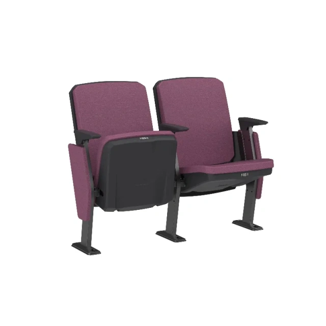 Detail view of the YH-SF(HR) Z-shape high-tensile steel leg architecture — thermosetting powder-coated surface finish, floor-mount base plate anchor points, structural leg geometry under occupied seat load configuration in arena floor environment