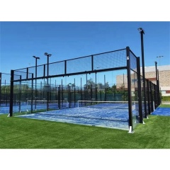 Close-up of padel court H001 artificial turf showing 12mm pile height fiber texture, consistent fiber density, and color surface finish — available in blue, green, purple, red, grey, and yellow — installed on padel court play surface