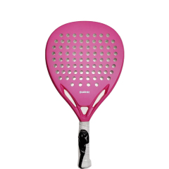 Complete geometric direct perspective of SAIOR-1-CUSTOMISED Teardrop Padel Racket showcasing the aerodynamic teardrop frame shape, Tennis Handle-4 1/4 handle standard, and scratch-resistant painting finish.
