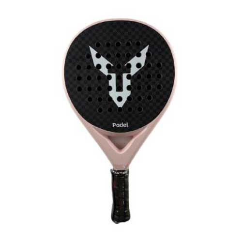 Complete direct front profile view of Padel Racket 12K Carbon Fiber highlighting the geometric frame form, 445-455mm length boundary, water transfer printed face design, and ergonomic PU grip handle interface.