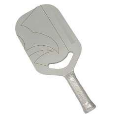 High-definition face close-up showing custom graphic execution via industrial UV print/custom surface finish system on the Edgeless Pickleball Paddle T700/UD/3K carbon face.