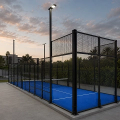 Single Padel Court H004 complete installed court, full perspective view
