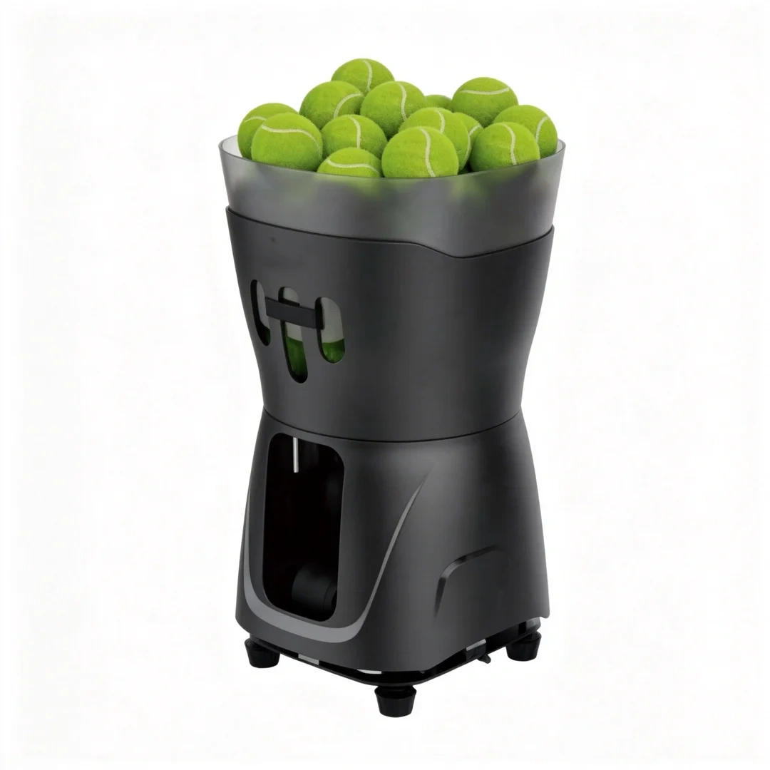 Portable Tennis Ball Machine front view with compact ABS and metal structure