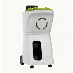 Tennis and padel ball machine front view with portable training design