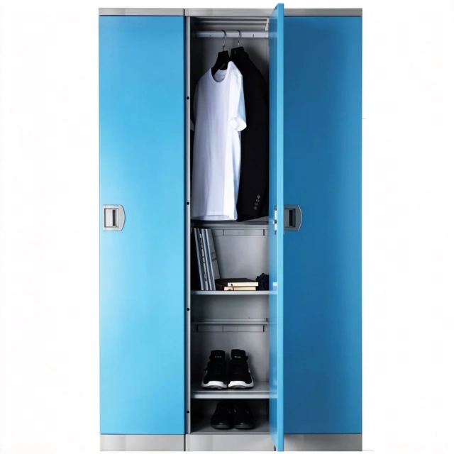 Full-length wardrobe lockers installed in a modern gym changing room