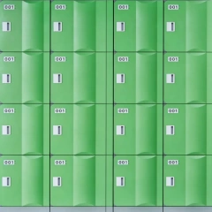 Instrument lockers installed in a commercial gym equipment storage area