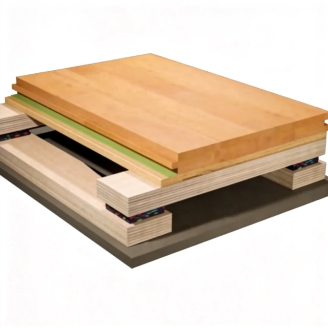 Stable D dual-sleeper basketball court flooring system for indoor sports facilities