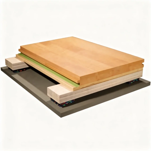Stable S solo-sleeper basketball court flooring system installed in an indoor sports facility