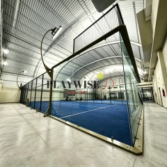 Super Trend Panoramic Padel Court H014 complete installation with steel structure and tempered glass panels