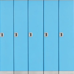 Tall equipment storage cabinet installed in a commercial gym equipment area