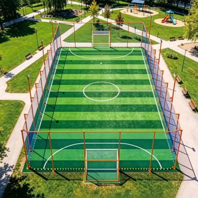 Impact-resistant net barrier structure for Soccer Cage installation