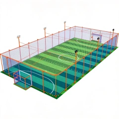 Complete Soccer Cage system with enclosed football court structure