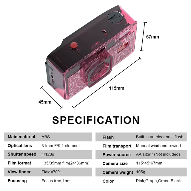 Portable 35mm Film reusable camera, E-Modest Limited. ,Portable 35mm Film reusable camera- E-Modest Limited.