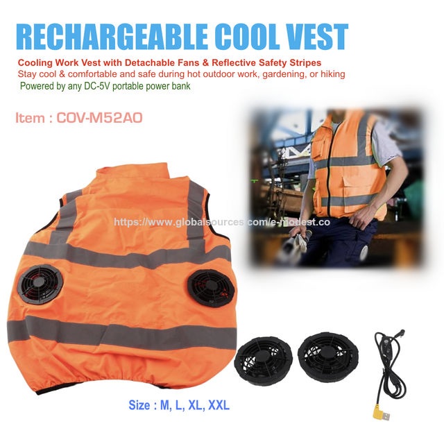 Air Condition Cool Vest with Cooling Fan, Air-Conditioned Waistcoat with Reflective Stripes, Rechargeable Work Clothes, E-Modest Limited. ,Air Condition Cool Vest with Cooling Fan, Air-Conditioned Waistcoat with Reflective Stripes, Rechargeable Work Clothes