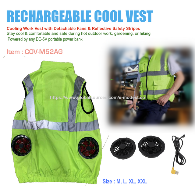 Air Condition Clothing Cool Vest with Cooling Fan Air-Conditioned Waistcoat with Reflective Stripes Rechargeable Work Clothes, E-Modest Limited. ,Air Condition Clothing Cool Vest with Cooling Fan Air-Conditioned Waistcoat with Reflective Stripes Rechargeable Work Clothes