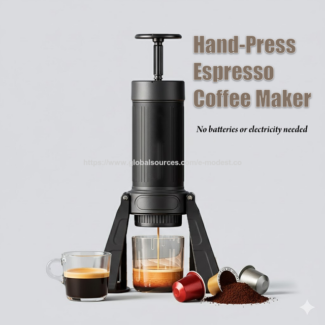 Manual Espresso Coffee Maker Portable without electricity, Hand-press Espresso and Capsule Coffee maker, E-Modest Limited. ,Manual Espresso Coffee Maker Portable without electricity, Hand-press Espresso and Capsule Coffee maker