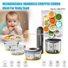 RECHARGEABLE BABY FOOD HANDHELD CHOPPER COMBO Cordless Baby Food Chopper set with built-in rechargeable Battery, E-Modest Limited. ,RECHARGEABLE BABY FOOD HANDHELD CHOPPER COMBO Cordless Baby Food Chopper set with built-in rechargeable Battery