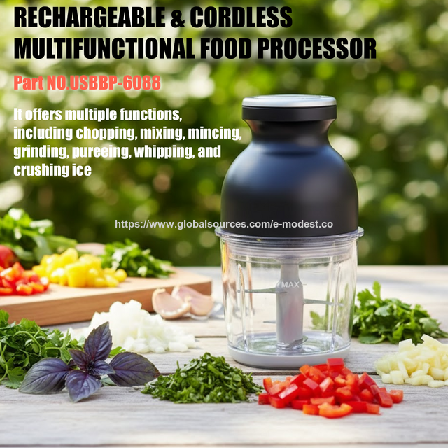 Cordless Rechargeable Portable Multifunction Food Processor. Multifunction cordless, 8-in-1 Food Processor, E-Modest Limited. ,Cordless Rechargeable Portable Multifunction Food Processor. Multifunction cordless, 8-in-1 Food Processor