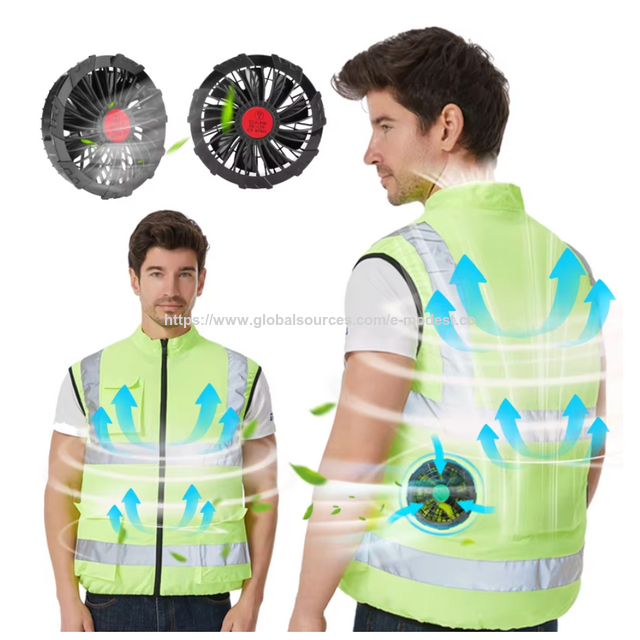 Work Cloth with Cooling Fan and Reflective Stripes, E-Modest Limited. ,Work Cloth with Cooling Fan and Reflective Stripes