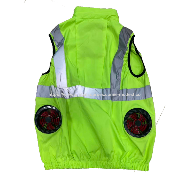 Work Cloth with Cooling Fan and Reflective Stripes, E-Modest Limited. ,Work Cloth with Cooling Fan and Reflective Stripes