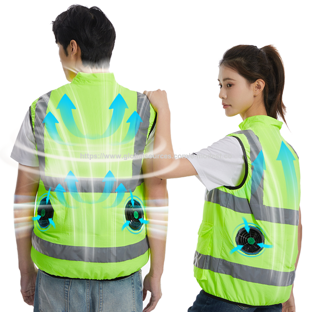 Work Cloth with Cooling Fan and Reflective Stripes, E-Modest Limited. ,Work Cloth with Cooling Fan and Reflective Stripes