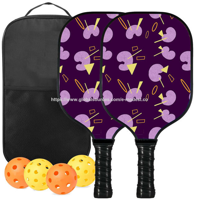 Pickleball paddle set, logo printing on paddle, Polypropylene honeycomb Core, Cold-press mold, E-Modest Limited. ,Pickleball paddle set, logo printing on paddle, Polypropylene honeycomb Core, Cold-press mold