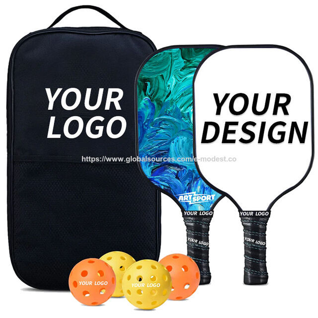 Pickleball paddle set, logo printing on paddle, Polypropylene honeycomb Core, Cold-press mold, E-Modest Limited. ,Pickleball paddle set, logo printing on paddle, Polypropylene honeycomb Core, Cold-press mold