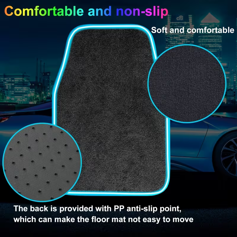 Custom Car Floor Mats with RGB color-changing edges, E-Modest Limited. ,Custom Car Floor Mats with RGB color-changing edges