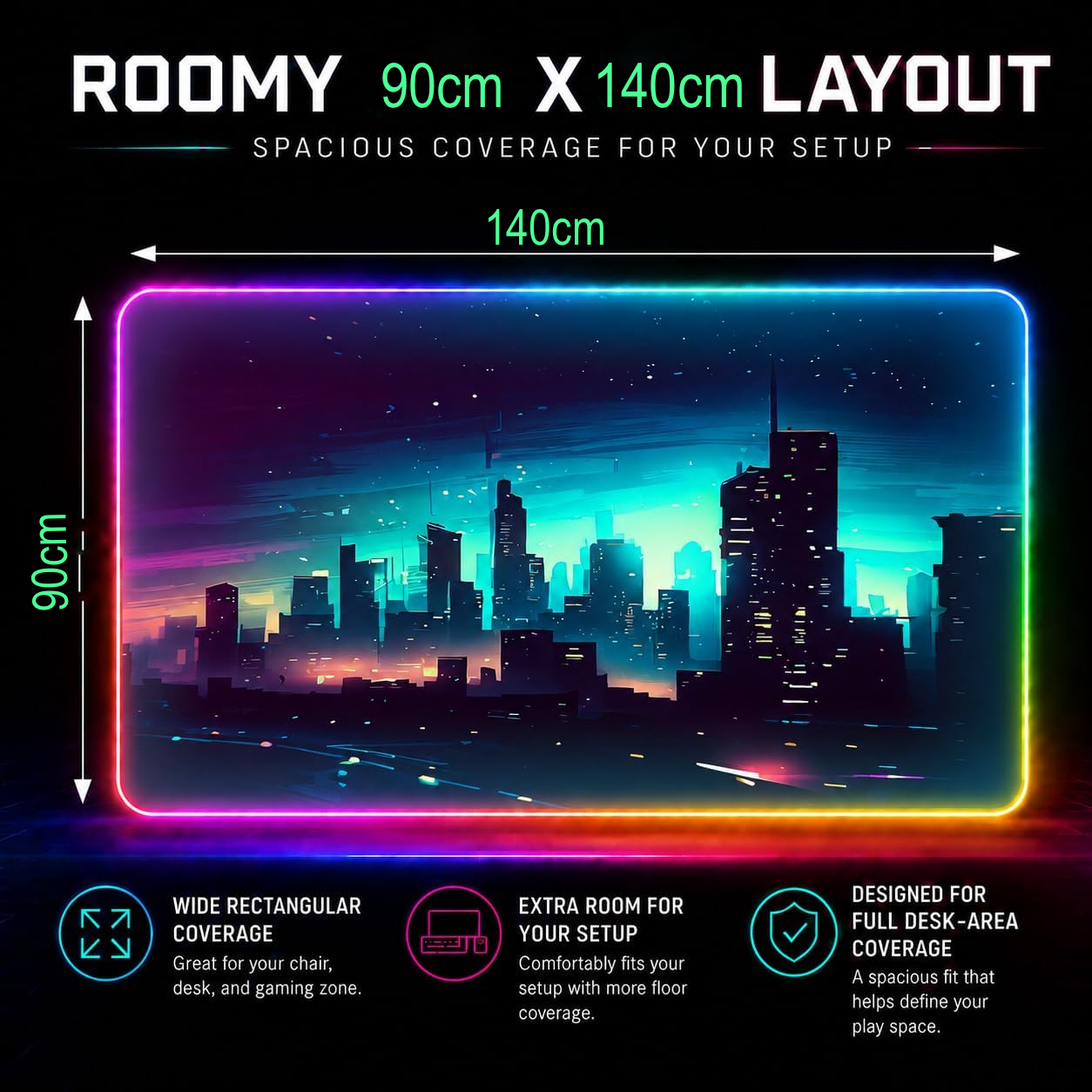 RGB GAMING ROOM FLOOR MAT with color-changing edges Rectangle shape, E-Modest Limited. ,RGB GAMING ROOM FLOOR MAT with color-changing edges Rectangle shape