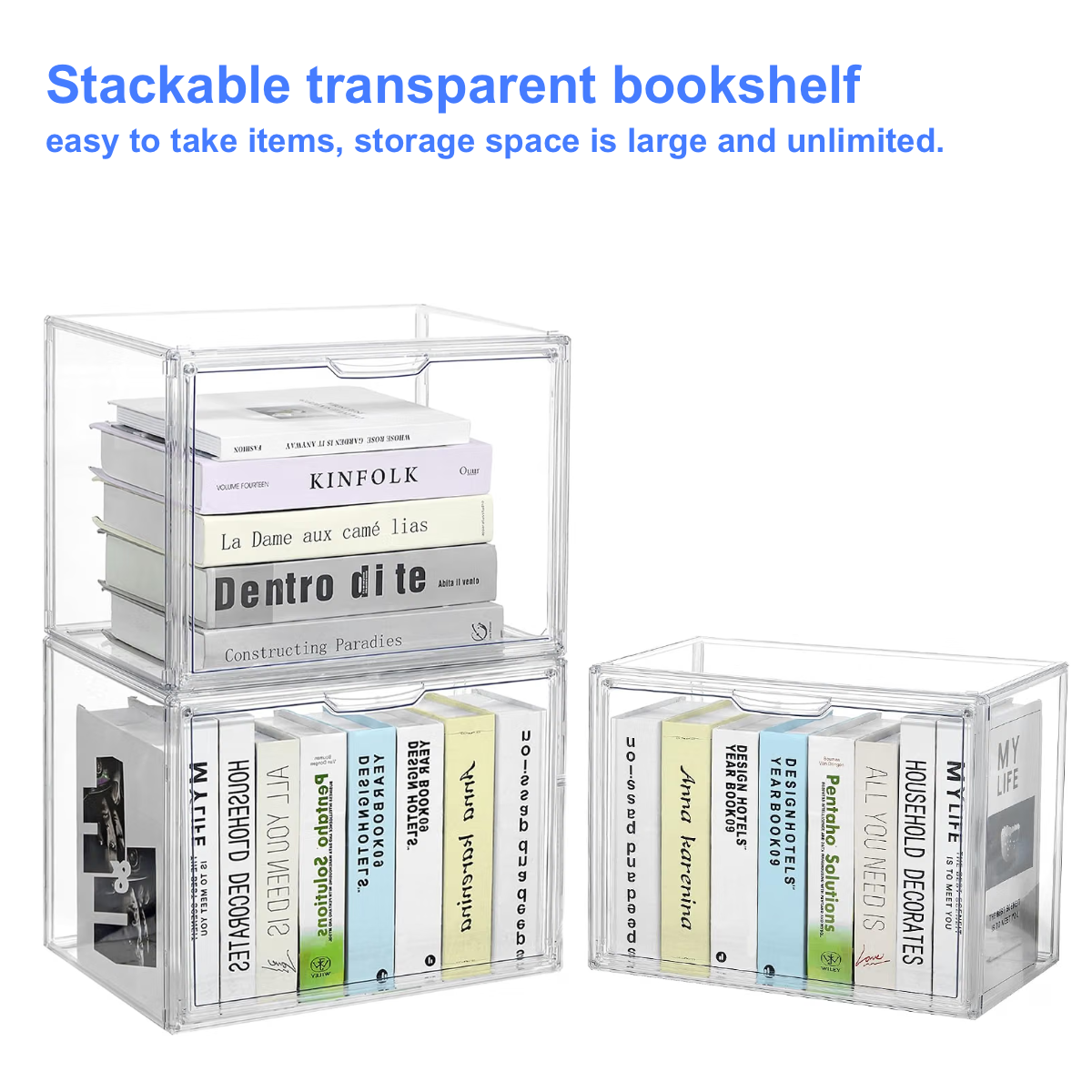 Premium Stackable Transparent Book and Magazine Storage Box, E-Modest Limited. ,Premium Stackable Transparent Book and Magazine Storage Box