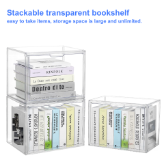 Premium Stackable Transparent Book and Magazine Storage Box, E-Modest Limited. ,Premium Stackable Transparent Book and Magazine Storage Box