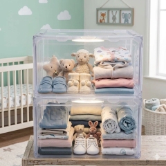 Premium Stackable Transparent Baby Essentials Storage Box, E-Modest Limited. ,Premium Stackable Transparent Baby Essentials Storage Box