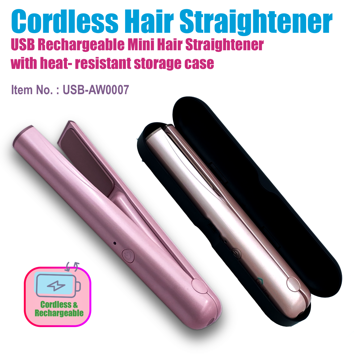 Rechargeable Hair Straightener, E-Modest Limited. ,PORTABLE WIRELESS HAIR STRAIGHTENER AND CURLER  Rechargeable Hair Straightener and Curler, portable size
