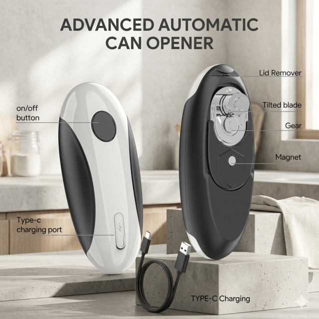 Rechargeable Electric Can Opener, E-Modest Limited. ,Rechargeable Electric Can Opener One-Touch Hands-Free Rechargeable Electric Can Opener