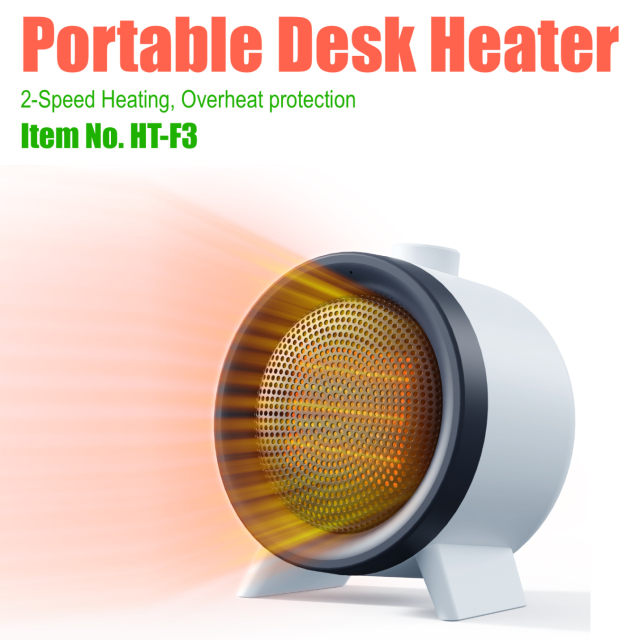 Portable Desk  Fan Heater, PTC Personal Heater for Indoor Room & Bedroom, E-Modest Limited. ,Small Electric Desk Fan Heater with 45° Adjustable Angle, PTC Personal Foot Warmer for Indoor Room & Bedroom
