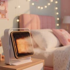 Small Electric Desk Fan Heater with 45° Adjustable Angle, PTC Personal Foot Warmer for Indoor Room & Bedroom, E-Modest Limited. ,Small Electric Desk Fan Heater with 45° Adjustable Angle, PTC Personal Foot Warmer for Indoor Room & Bedroom