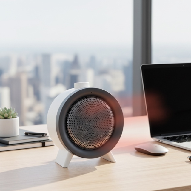Portable Desk  Fan Heater, PTC Personal Heater for Indoor Room & Bedroom, E-Modest Limited. ,Portable Desk Heater with 2-Speed Heating, Mini Electric Ceramic Space Heater for Office and Home, Compact Personal Table Fan Heater with Overheat Protection (Item HT-F3)