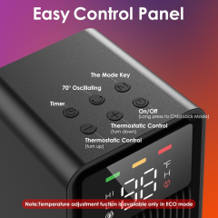 Electric Smart Ceramic Space Heater, E-Modest Limited. ,Electric Smart Ceramic Space Heater Oscillating Smart Ceramic Space Heater with Remote Control, Desktop PTC Tower Heater with LCD Temperature Display, 2-Speed Personal Quiet Table Fan Heater for Office & Home (Item HT-H3)