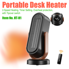 Portable Desk Fan Heater, E-Modest Limited. ,Portable  Space Fan Heater 2-Speed Electric Fan Heater with Remote, LED Temperature Display, 12H Timer, and Advanced Tip-Over Safety Protection