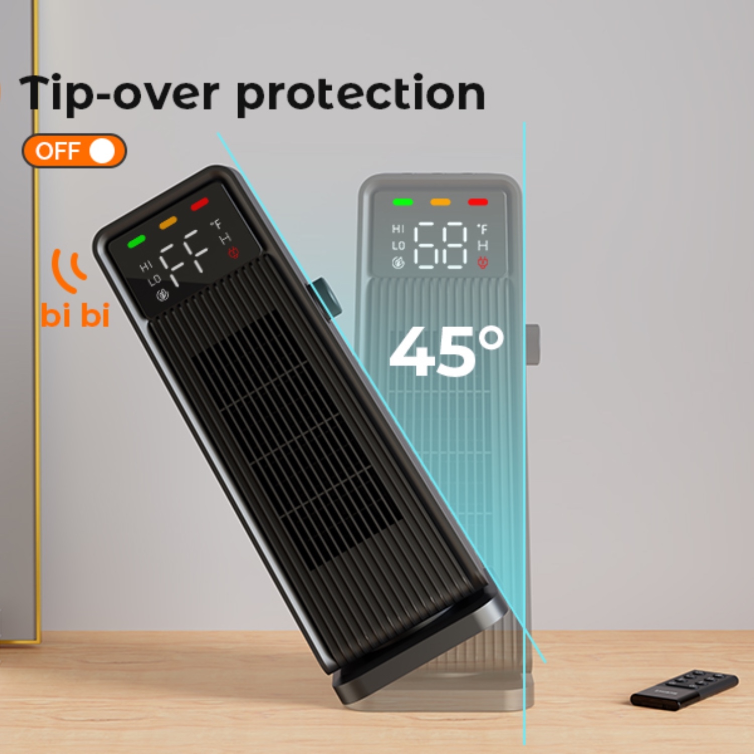 Electric Smart Ceramic Space Heater, E-Modest Limited. ,Electric Smart Ceramic Space Heater Oscillating Smart Ceramic Space Heater with Remote Control, Desktop PTC Tower Heater with LCD Temperature Display, 2-Speed Personal Quiet Table Fan Heater for Office & Home (Item HT-H3)