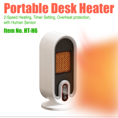 Portable Capsule Space Heater, E-Modest Limited. ,Smart Portable Capsule Space Heater with Digital Display (Item HT-H6), 2-Speed Personal Desktop Fan Heater with 12H Timer, PTC Ceramic Table Warmer with Tip-Over & Overheat Protection